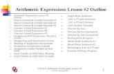 CS1313: Arithmetic Expressions Lesson #2 CS1313 Spring 2009 1 Arithmetic Expressions Lesson #2 Outline 1.Arithmetic Expressions Lesson #2 Outline 2.Named.