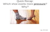 Quick Recap: Which shoe exerts more pressure? Why? (pg. 424 text)