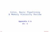 Pipelining.1 9/15 Appendix A & Ch: 5 Intro, Basic Pipelining & Memory Hierarchy Review.