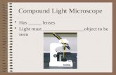 Compound Light Microscope Has _____ lenses Light must ________________object to be seen.