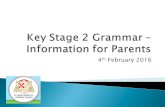 Key Stage 2 Grammar  Information for Parents