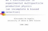 Bos contribution to experimental multiparticle production physics (an incomplete  biased selection) Alessandro De Angelis University of Udine  INFN.