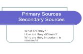 Primary Sources Secondary Sources What are they? How are they different? Why are they important in research?