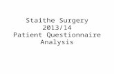 Staithe Surgery 2013/14 Patient Questionnaire Analysis.