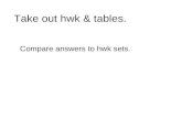 Take out hwk  tables. Compare answers to hwk sets.