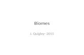 Biomes J. Quigley- 2015. Biomes A biome is a large group of ecosystems that share the same type of climax community. Biomes on land have the same climate,