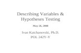 Describing Variables  Hypotheses Testing May 26, 2008 Ivan Katchanovski, Ph.D. POL 242Y-Y.