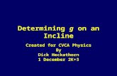 Determining g on an Incline Created for CVCA Physics By Dick Heckathorn 1 December 2K+3.