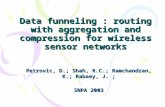 Data funneling : routing with aggregation and compression for wireless sensor networks Petrovic, D.; Shah, R.C.; Ramchandran, K.; Rabaey, J. ; SNPA 2003.