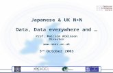 Japanese  UK N+N Data, Data everywhere and  Prof. Malcolm Atkinson Director   3 rd October 2003.