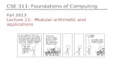 CSE 311: Foundations of Computing Fall 2013 Lecture 11: Modular arithmetic and applications.