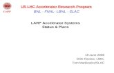 LARP Accelerator Systems Status  Plans 19 June 2008 DOE Review, LBNL Tom Markiewicz/SLAC BNL - FNAL- LBNL - SLAC US LHC Accelerator Research Program.
