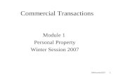 1 MNoonan2007 Commercial Transactions Module 1 Personal Property Winter Session 2007.
