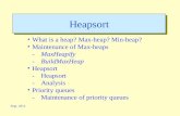 Sept. 2015 Heapsort What is a heap? Max-heap? Min-heap? Maintenance of Max-heaps -MaxHeapify -BuildMaxHeap Heapsort -Heapsort -Analysis Priority queues.