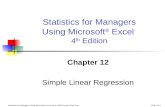 Statistics for Managers Using Microsoft Excel, 4e  2004 Prentice-Hall, Inc. Chap 12-1 Chapter 12 Simple Linear Regression Statistics for Managers Using.