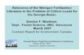 Relevance of the Nitrogen Fertilization Literature to the Problem of Critical Loads for the Georgia Basin. Gordon F. Weetman Dept. Forest Science. UBC.