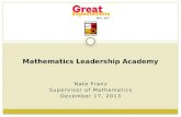 Nate Franz Supervisor of Mathematics December 17, 2013 Mathematics Leadership Academy.