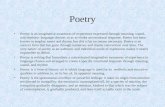 Poetry Poetry is an imaginative awareness of experience expressed through meaning, sound, and rhythmic…