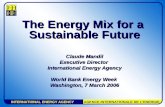 INTERNATIONAL ENERGY AGENCY AGENCE INTERNATIONALE DE L’ENERGIE The Energy Mix for a Sustainable Future…
