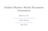 Hidden Markov Model Parameter Estimation BMI/CS 576  Colin Dewey Fall 2015.