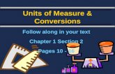 Follow along in your text Chapter 1 Section 2 Pages 10 - 16 Units of Measure & Conversions.