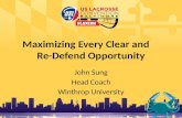 Maximizing Every Clear and Re-Defend Opportunity John Sung Head Coach Winthrop University.