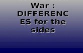 The Start of the Civil War : DIFFERENCE S for the sides.