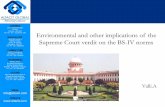 Environmental and other implications of the supreme court verdit on the bs iv norms