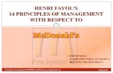 henry fayol's 14principels of management with respect to (McDonald's) company, by umesh mali.