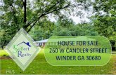 House for Sale 260 w Candler Street Winder GA 30680