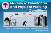 Orientation and Physical  Working Conditions
