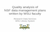 Quality analysis of NSF DMP plans - Wayne State University