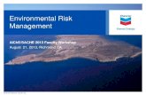Environmental Risk Management - SAChE Risk... · © 2013 Chevron U.S.A. Inc. AIChE/SACHE 2013 Faculty Workshop August 21, 2013, Richmond CA Environmental Risk Management