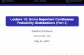 Lecture 13: Some Important Continuous Probability ... · PDF filebeamer-tu-logo Erlang distributionVarious Exercises Chi-squared distribution Lecture 13: Some Important Continuous