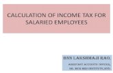 CALCULATION OF INCOME TAX FOR SALARIED EMPLOYEES Tax.pdf · CALCULATION OF INCOME TAX FOR SALARIED EMPLOYEES ... • Literally no changes except minor reliefs. ... No Tax Limit Sec.
