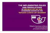 THE IMPLEMENTING RULES AND REGULATIONSro6.dole.gov.ph/fndr/mis/files/IRR Magna Carta of Women... · THE IMPLEMENTING RULES AND REGULATIONS OF REPUBLIC ACT NO. 9710, ... DILG, Sandiganbayan,