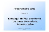 Limbajul HTML: elemente de baza, formulare, tabele, cadreandrei.clubcisco.ro/cursuri/4pw/curs02.pdf · F. Radulescu. Curs: Programare Web, anul 4 C5. 1 Programare Web Curs 2, 3 Limbajul