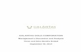 GALANTAS GOLD · PDF fileoperations of Galantas Gold Corporation ... annual consolidated financial statements of the Company for the years ended ... The following table outlines certain