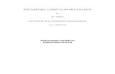 REGULATIONS, CURRICULUM AND · PDF fileregulations, curriculum and syllabus for b. tech electrical & electronics engineering (w.e.f. 2009-2010) pondicherry university pondicherry-605