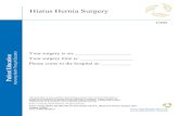 Hiatus Hernia Surgery - · PDF fileYour surgeon has scheduled you for hiatus hernia surgery. This booklet gives you information about your surgery. It will help you prepare for surgery,