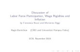 Discussion of Labor Force Participation, Wage Rigidites ... · PDF fileLabor Force Participation, Wage Rigidites and ... I LFP pro-cyclical in US but counter-cyclical in Euro area