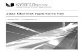Jazz Clarinet repertoire list - Esami · PDF fileJazz Clarinet repertoire list ... Keyboard, Guitar, Rhythm section). 4. 5 ... OR 12 Bar Blues (No. 43) Progressive Beginner Clari net