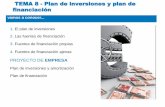 Plan de inversiones y plan de financiación · PDF fileTEMA 8 - Plan de inversiones y plan de financiación 1. El plan de inversiones 2. Las fuentes de financiación 3. Fuentes de