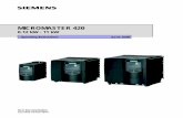 Siemens Micromaster 420 Manual 420 Operating... · Getting Started Guide ... User Documentation Issue 10/06 Valid for Release Issue 10/06 Inverter Type Control Version MICROMASTER