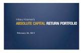 Hilary Kramer’s ABSOLUTE CAPITAL RETURN · PDF fileTarget Performance Absolute Positive Returns – Consistent, wealth-building returns of 15% to 20% annually – defending your