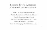 Lecture 3: The American Criminal Justice System 3 FALL 05.pdf · 1 Lecture 3: The American Criminal Justice System Part 1. Classification of Law Part 2. Functions of Criminal Law
