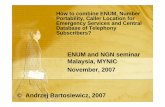 ENUM and NGN seminar Malaysia, MYNIC November, 2007 ... · PDF fileENUM and NGN seminar Malaysia, MYNIC November, 2007 How to combine ENUM, ... NPDB: Number Portability Database ...