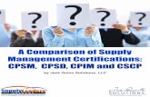 Supply Certifications Comparison - CPSM Training · PDF file105 questions for the Basic exam and 75 ... Exam Focus: Supply chain management ... Supply Certifications Comparison