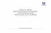 IIHF International Transfer  · PDF file2013 IIHF International Transfer Regulations supersede any and all previous ... 4 Transfer of Players Under 18 Years of Age