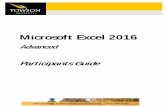 Microsoft Excel 2016 - · PDF fileMicrosoft Excel 2016 . Advanced . Participants Guide ... 3D formulas typically refer to specific cells across multiple worksheets. This formula is